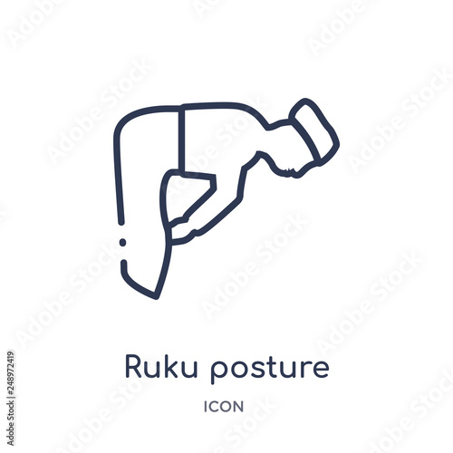 ruku posture icon from religion outline collection. Thin line ruku posture icon isolated on white background.