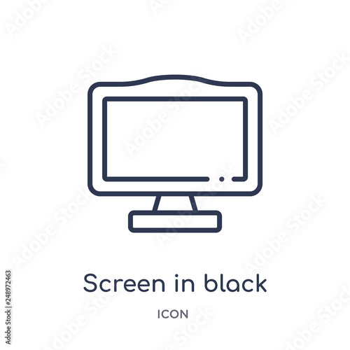 screen in black icon from tools and utensils outline collection. Thin line screen in black icon isolated on white background.