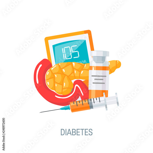 Diabetes concept in flat style, vector icon
