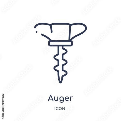auger icon from tools and utensils outline collection. Thin line auger icon isolated on white background.
