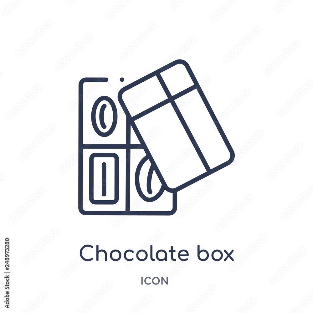 chocolate box icon from tools and utensils outline collection. Thin line chocolate box icon isolated on white background.