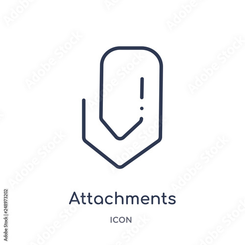 attachments icon from tools and utensils outline collection. Thin line attachments icon isolated on white background.