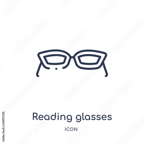 reading glasses icon from tools and utensils outline collection. Thin line reading glasses icon isolated on white background.