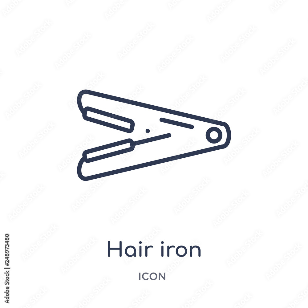 hair iron icon from tools and utensils outline collection. Thin line hair iron icon isolated on white background. hair iron icon from tools and utensils outline collection. Thin line hair iron icon isolated on white background.
