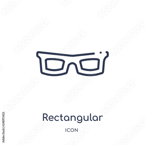 rectangular eyeglass frame icon from tools and utensils outline collection. Thin line rectangular eyeglass frame icon isolated on white background.