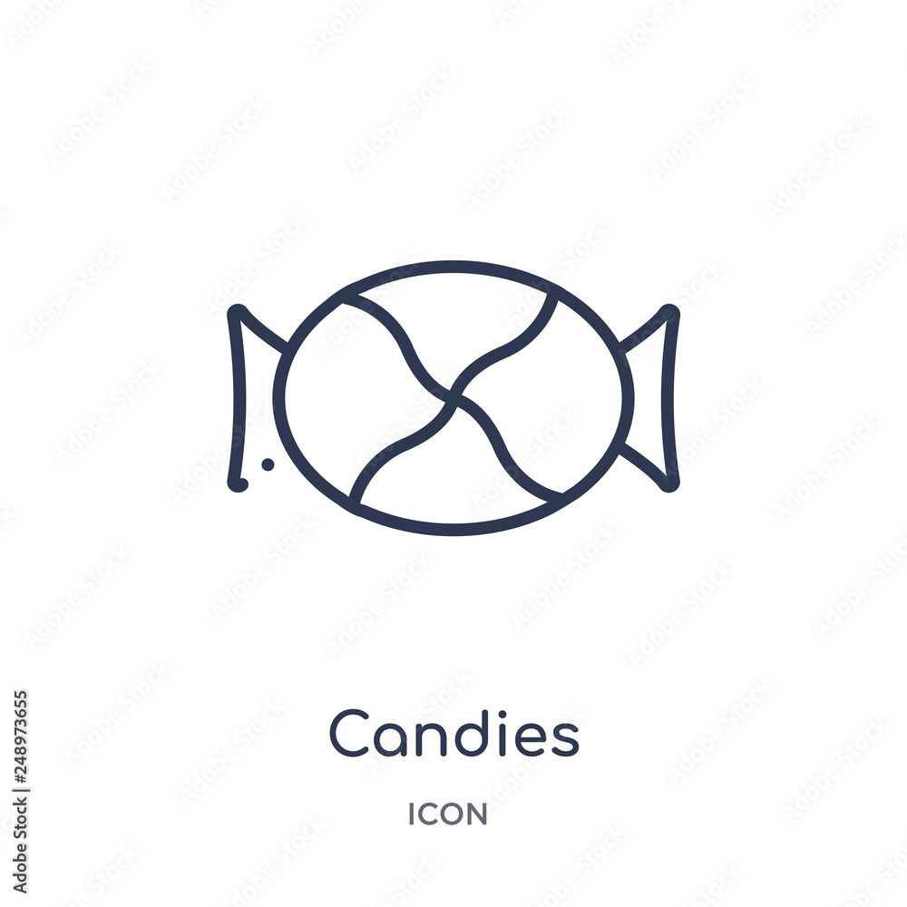 candies icon from tools and utensils outline collection. Thin line candies icon isolated on white background. candies icon from tools and utensils outline collection. Thin line candies icon isolated on white background.
