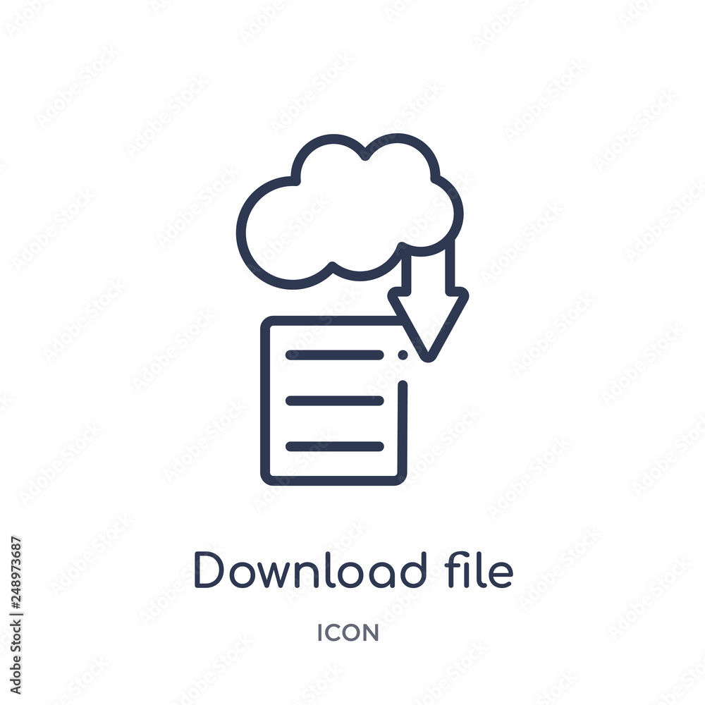 download file from cloud icon from cloud icon from tools and utensils outline collection. Thin line download file from cloud icon isolated on white background. download file from cloud icon from cloud icon from tools and utensils outline collection. Thin line download file from cloud icon isolated on white background.