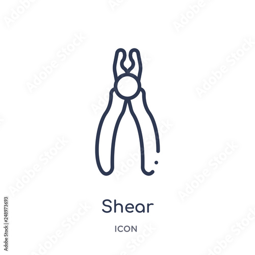 shear icon from tools and utensils outline collection. Thin line shear icon isolated on white background.