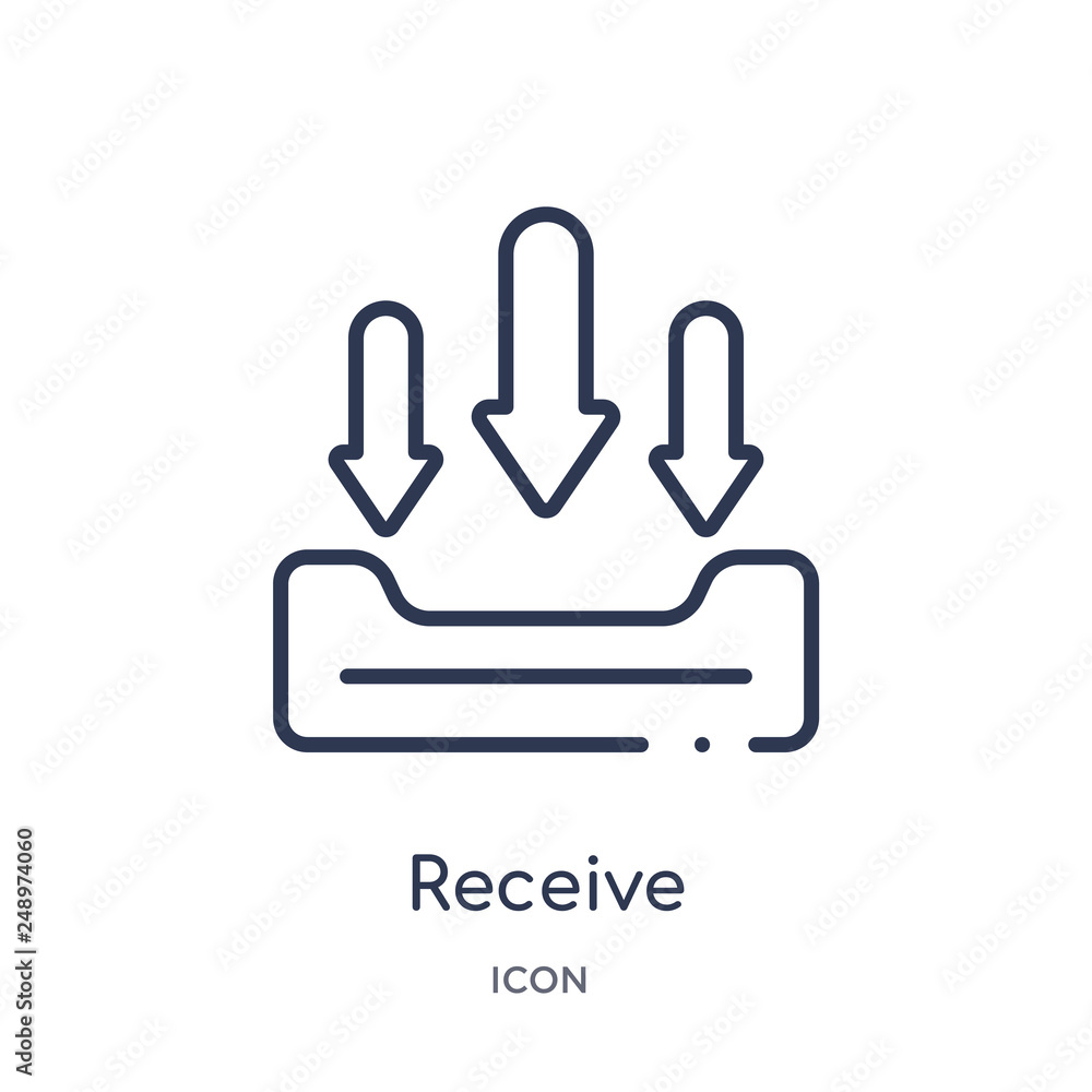 receive icon from technology outline collection. Thin line receive icon isolated on white background. receive icon from technology outline collection. Thin line receive icon isolated on white background.