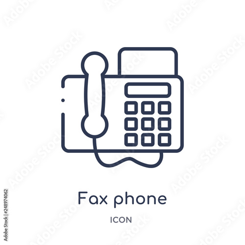 fax phone icon from technology outline collection. Thin line fax phone icon isolated on white background.