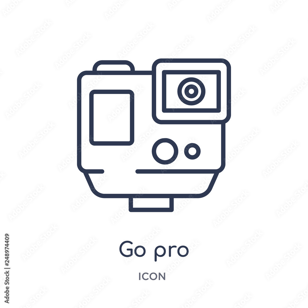 go pro icon from technology outline collection. Thin line go pro icon isolated on white background. go pro icon from technology outline collection. Thin line go pro icon isolated on white background.
