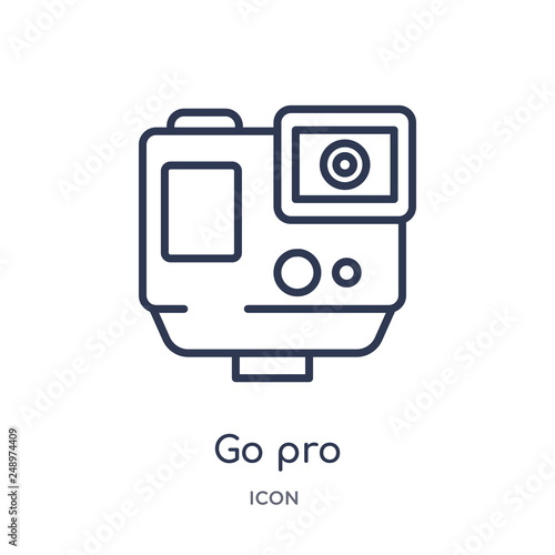 go pro icon from technology outline collection. Thin line go pro icon isolated on white background.