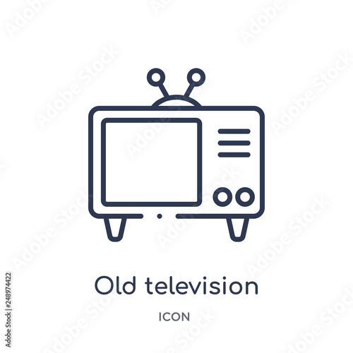 old television icon from technology outline collection. Thin line old television icon isolated on white background.