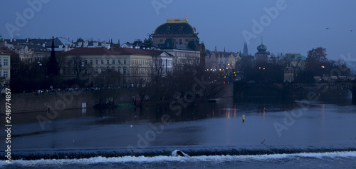 River Vltava at the night and National Theater