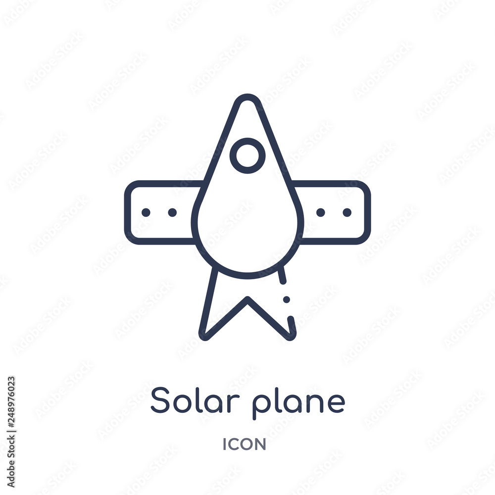 solar plane icon from technology outline collection. Thin line solar plane icon isolated on white background. solar plane icon from technology outline collection. Thin line solar plane icon isolated on white background.