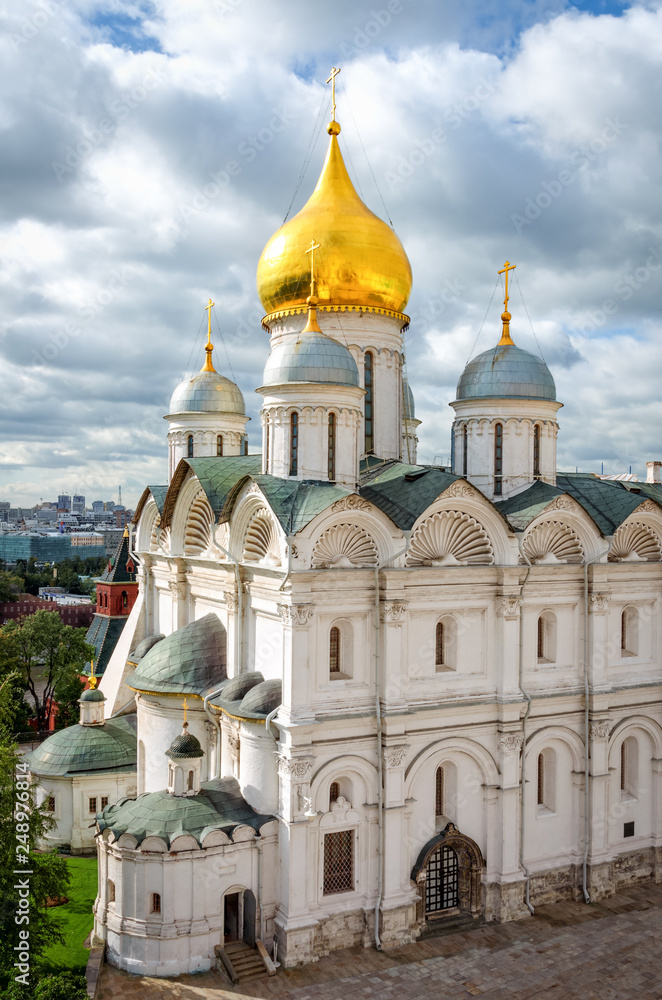 Aerial view of Archangel Cathedral from the Ivan the Great bell tower.