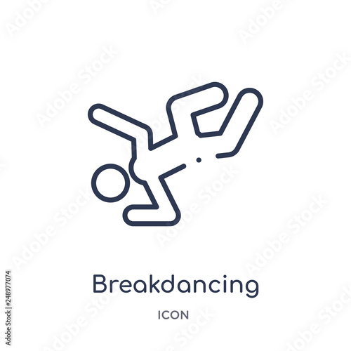 breakdancing dancer icon from sports outline collection. Thin line breakdancing dancer icon isolated on white background.