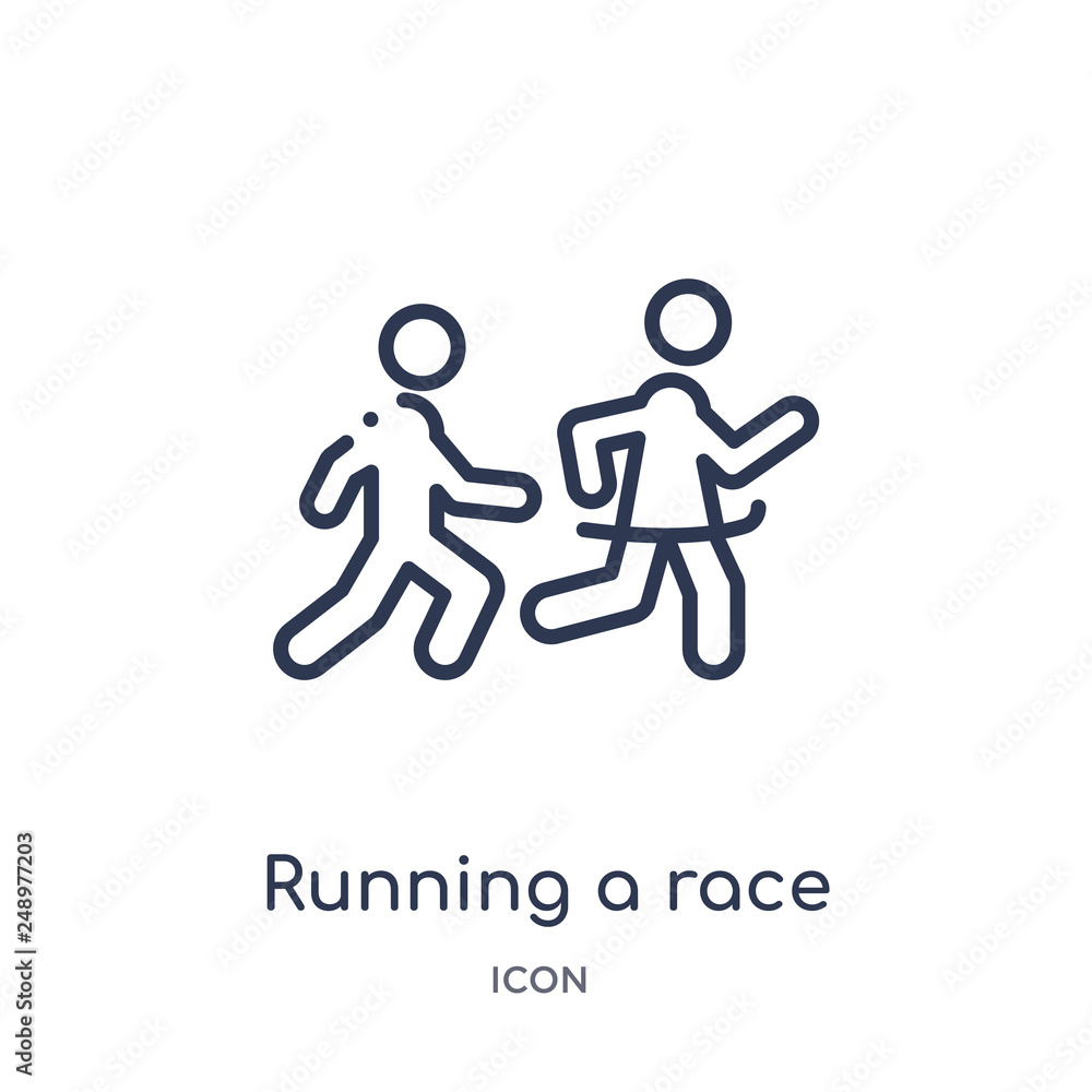 running a race icon from sports outline collection. Thin line running a race icon isolated on white background. running a race icon from sports outline collection. Thin line running a race icon isolated on white background.