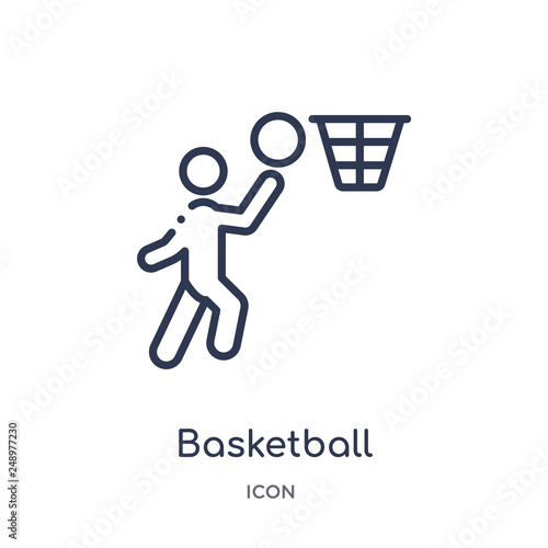 basketball player scoring icon from sports outline collection. Thin line basketball player scoring icon isolated on white background.