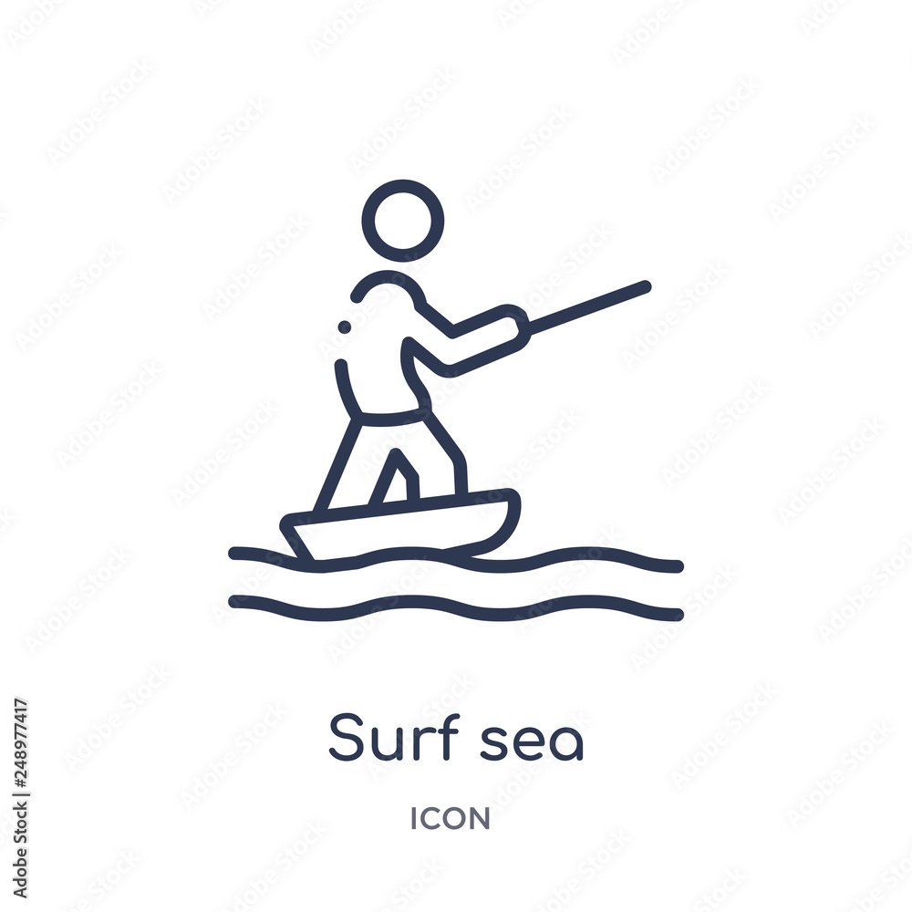surf sea icon from sports outline collection. Thin line surf sea icon isolated on white background.