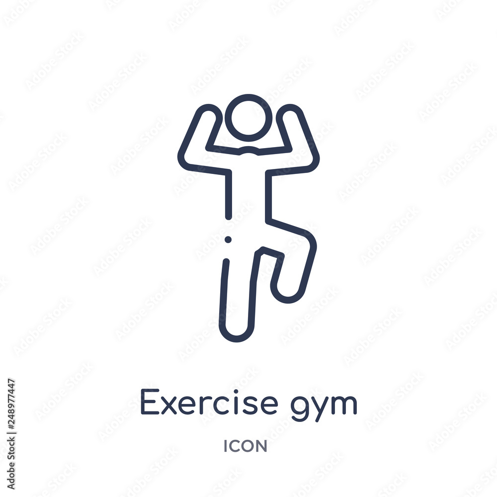exercise gym icon from sports outline collection. Thin line exercise gym icon isolated on white background. exercise gym icon from sports outline collection. Thin line exercise gym icon isolated on white background.