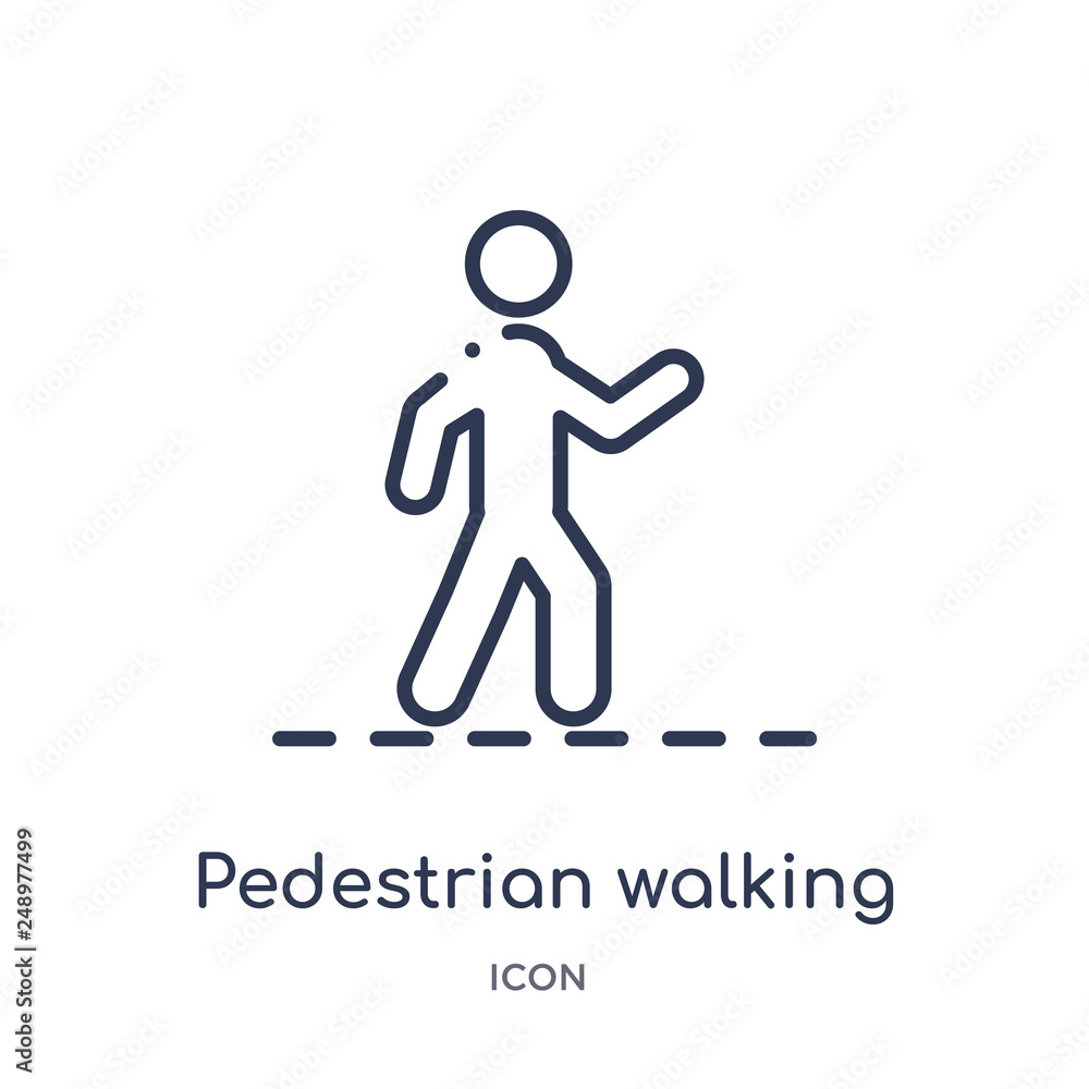 pedestrian walking icon from sports outline collection. Thin line pedestrian walking icon isolated on white background. pedestrian walking icon from sports outline collection. Thin line pedestrian walking icon isolated on white background.