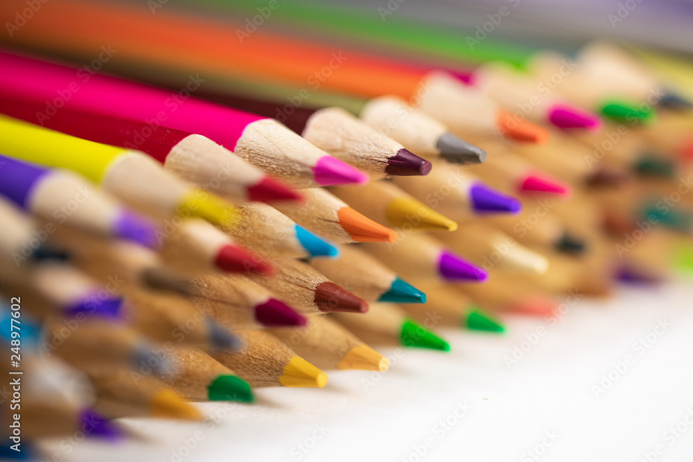Fototapeta premium A set of colored pencils for drawing macro photography.