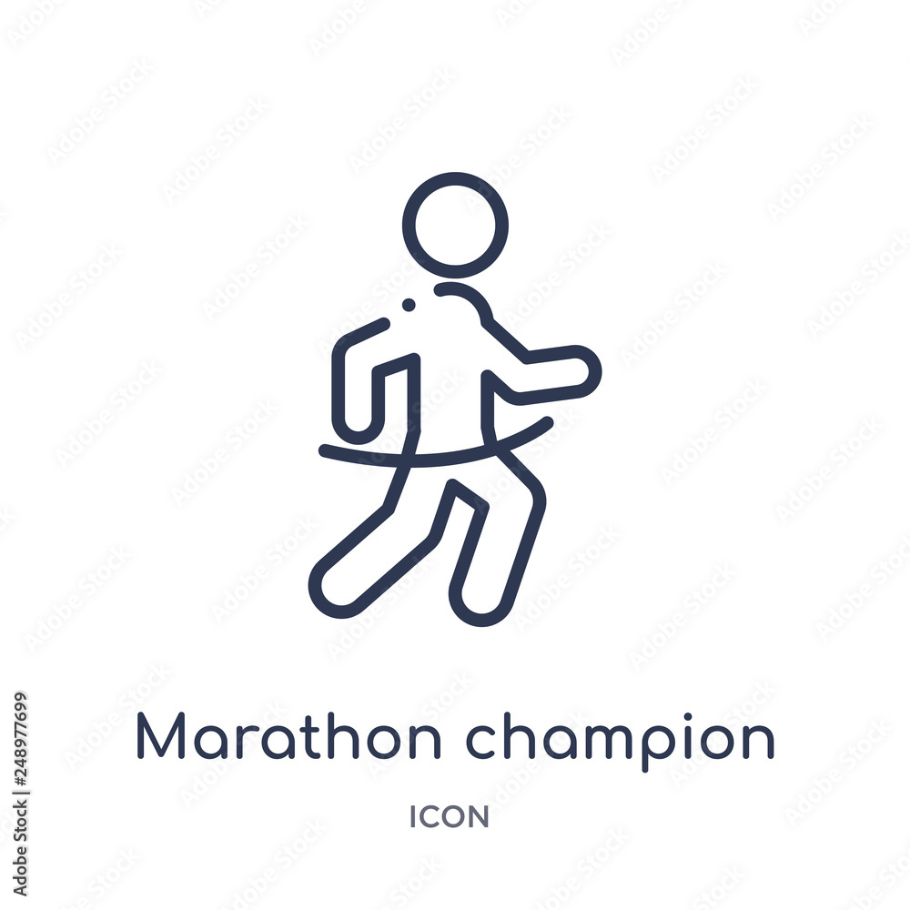 marathon champion icon from sports outline collection. Thin line marathon champion icon isolated on white background. marathon champion icon from sports outline collection. Thin line marathon champion icon isolated on white background.