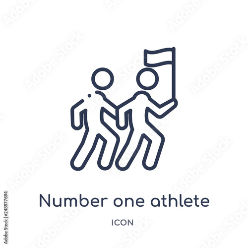 number one athlete icon from sports outline collection. Thin line number one athlete icon isolated on white background.
