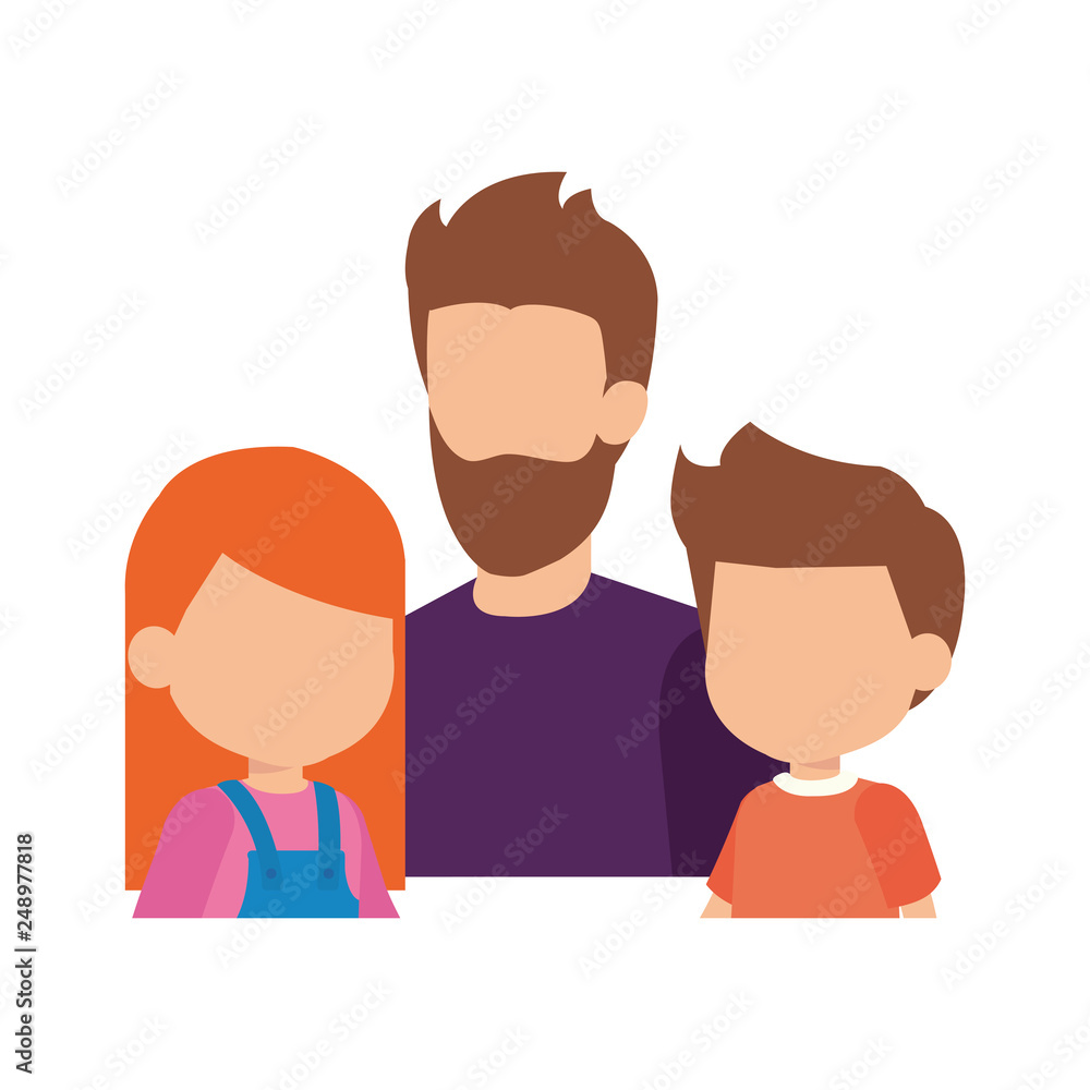 father with son and daughter characters father with son and daughter characters