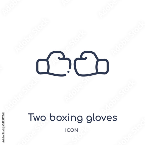 two boxing gloves icon from sports outline collection. Thin line two boxing gloves icon isolated on white background.