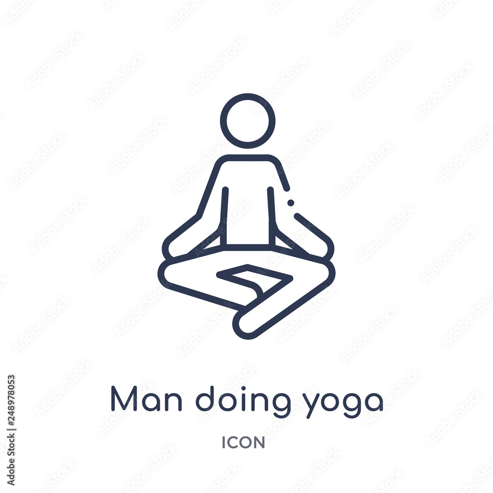 man doing yoga icon from sports outline collection. Thin line man doing yoga icon isolated on white background. man doing yoga icon from sports outline collection. Thin line man doing yoga icon isolated on white background.