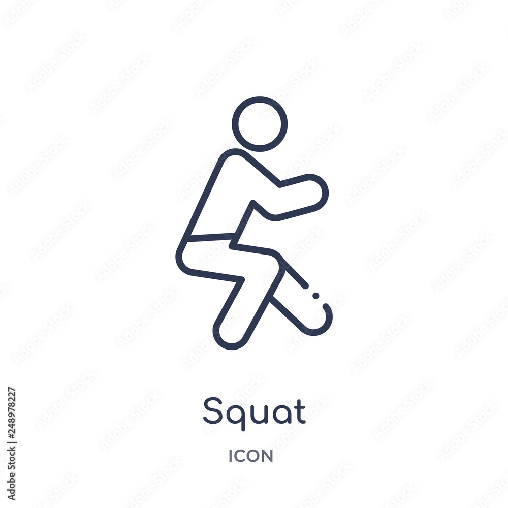 squat icon from sports outline collection. Thin line squat icon isolated on white background. squat icon from sports outline collection. Thin line squat icon isolated on white background.