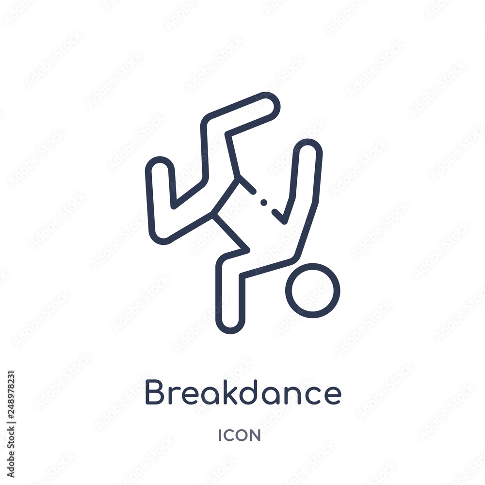 breakdance icon from sports outline collection. Thin line breakdance icon isolated on white background. breakdance icon from sports outline collection. Thin line breakdance icon isolated on white background.