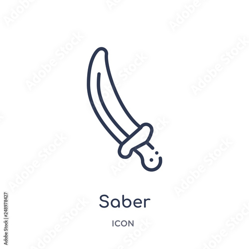 saber icon from sports outline collection. Thin line saber icon isolated on white background.