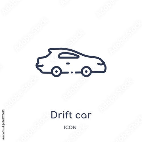 drift car icon from sports outline collection. Thin line drift car icon isolated on white background.