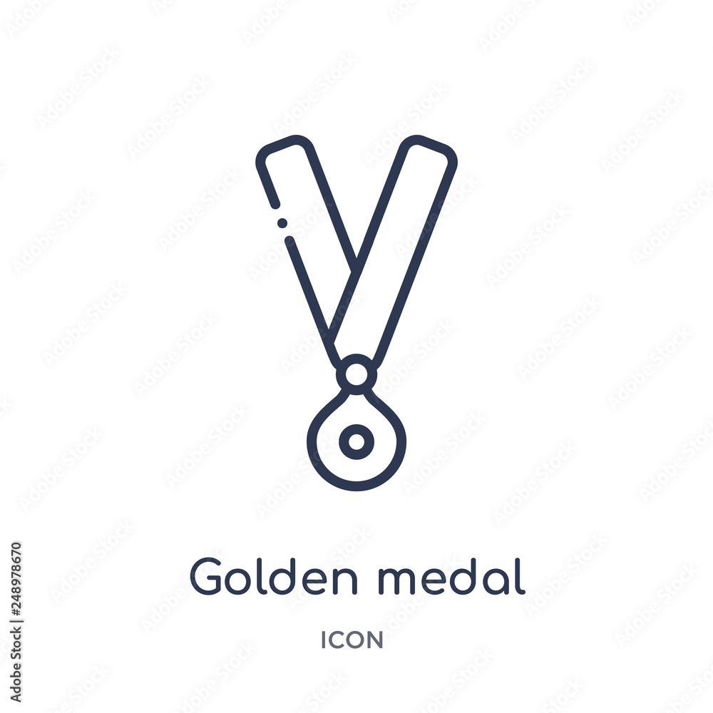 golden medal icon from sports outline collection. Thin line golden medal icon isolated on white background. golden medal icon from sports outline collection. Thin line golden medal icon isolated on white background.