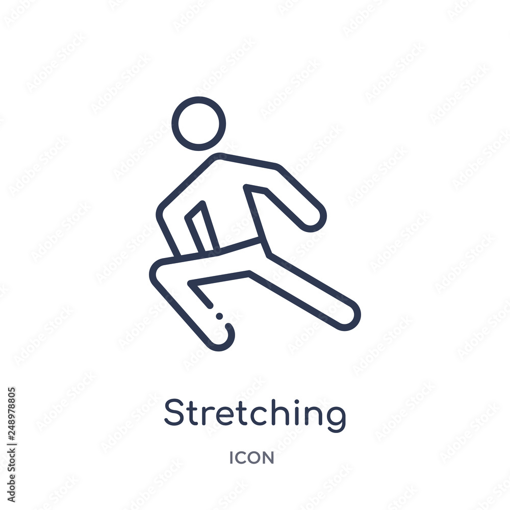 stretching icon from sports outline collection. Thin line stretching icon isolated on white background. stretching icon from sports outline collection. Thin line stretching icon isolated on white background.