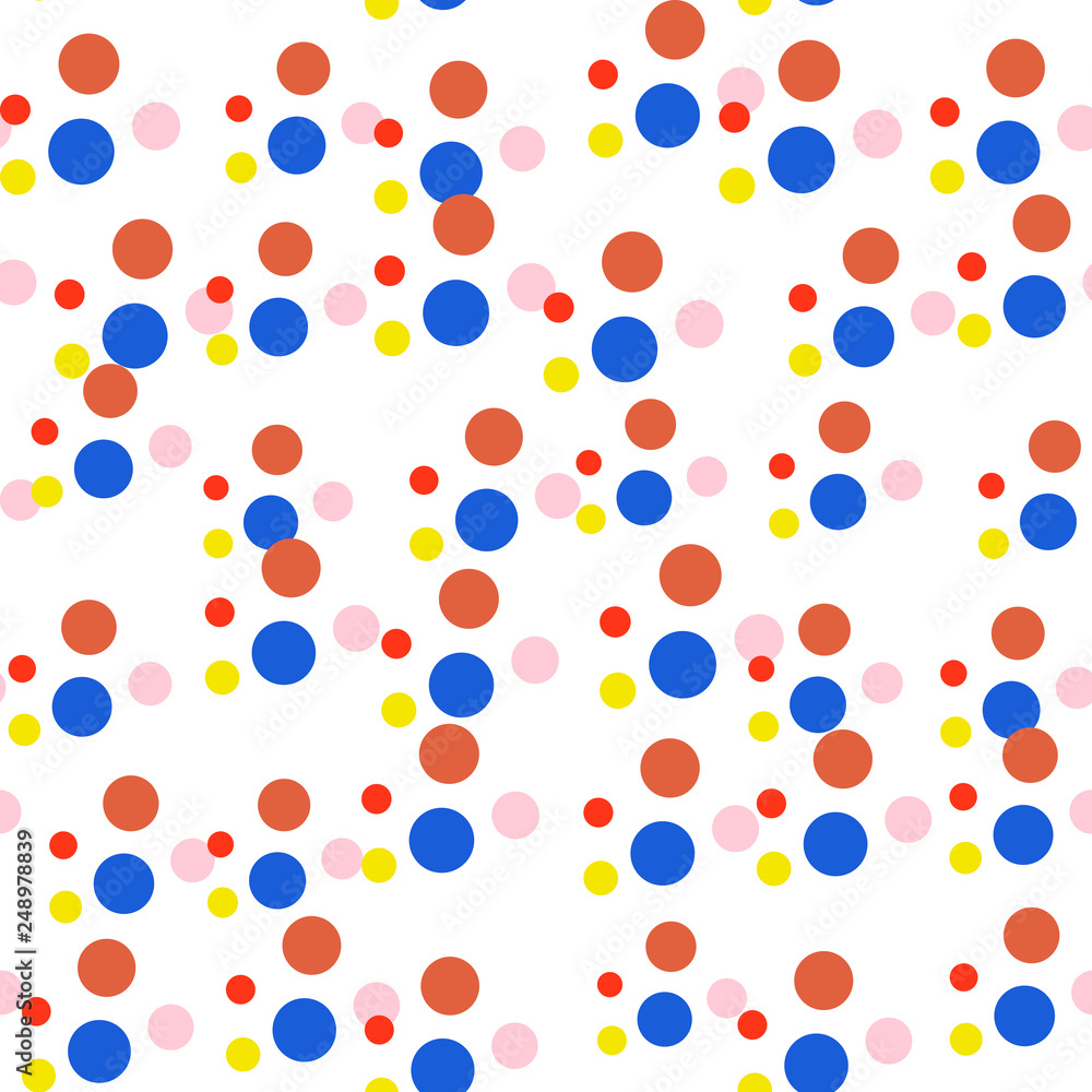 Messy dots on white background. Festive seamless pattern with round shapes. Dotted texture for wrapping paper, web. Vector illustration. Messy dots on white background. Festive seamless pattern with round shapes. Dotted texture for wrapping paper, web. Vector illustration.