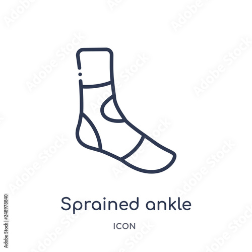 sprained ankle icon from sports outline collection. Thin line sprained ankle icon isolated on white background.