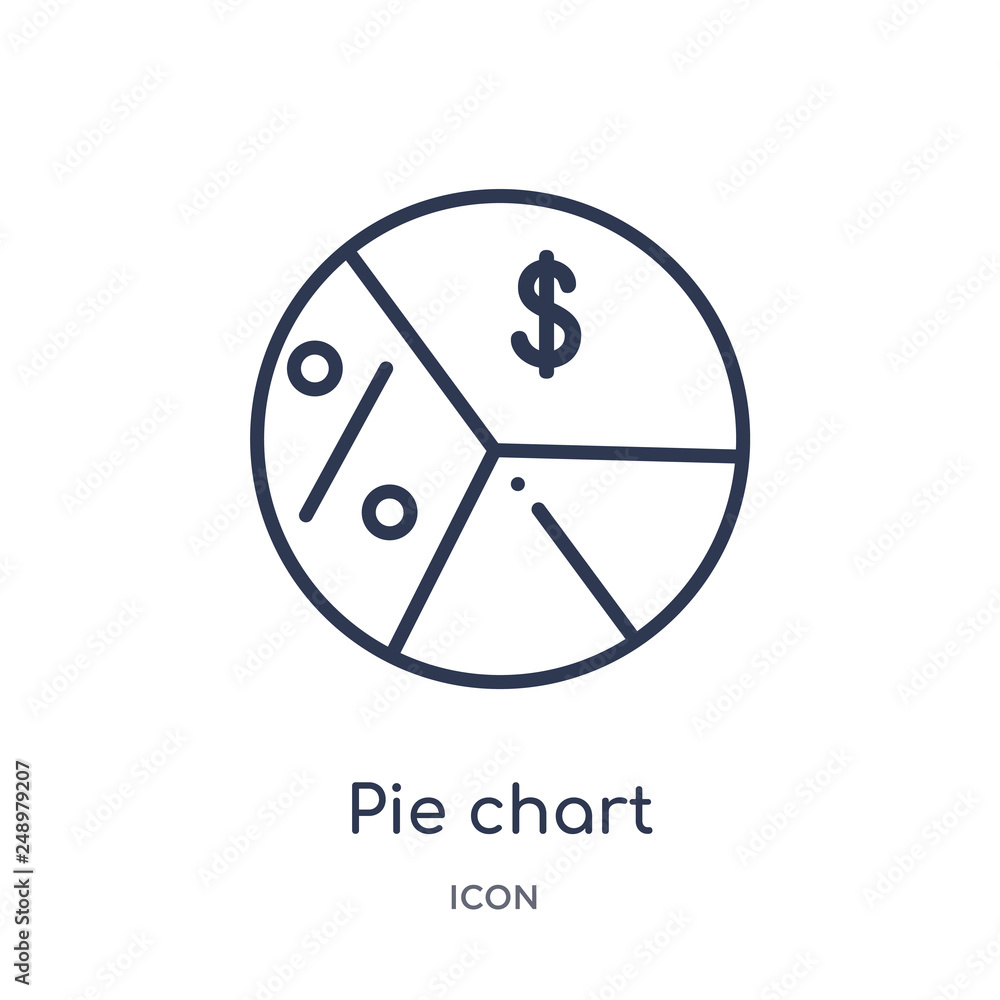 pie chart information on money icon from signs outline collection. Thin line pie chart information on money icon isolated on white background. pie chart information on money icon from signs outline collection. Thin line pie chart information on money icon isolated on white background.