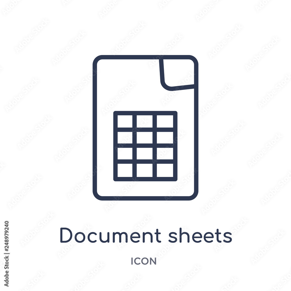 document sheets icon from signs outline collection. Thin line document sheets icon isolated on white background. document sheets icon from signs outline collection. Thin line document sheets icon isolated on white background.