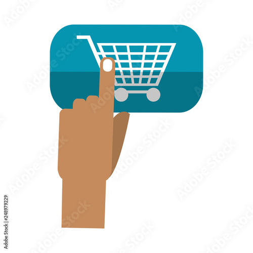 finger touching buy button