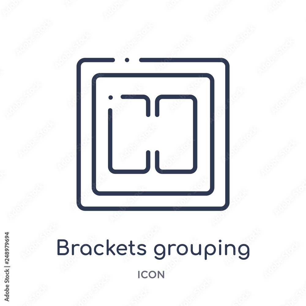 brackets grouping icon from signs outline collection. Thin line brackets grouping icon isolated on white background. brackets grouping icon from signs outline collection. Thin line brackets grouping icon isolated on white background.