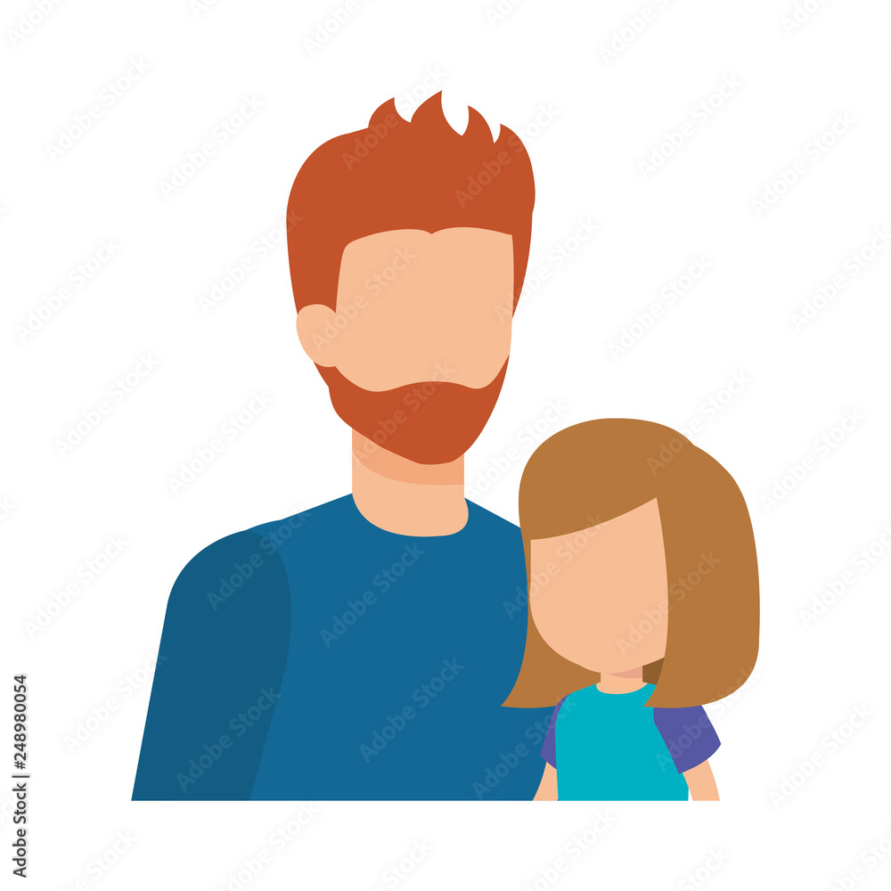 Fototapeta premium father with daughter characters