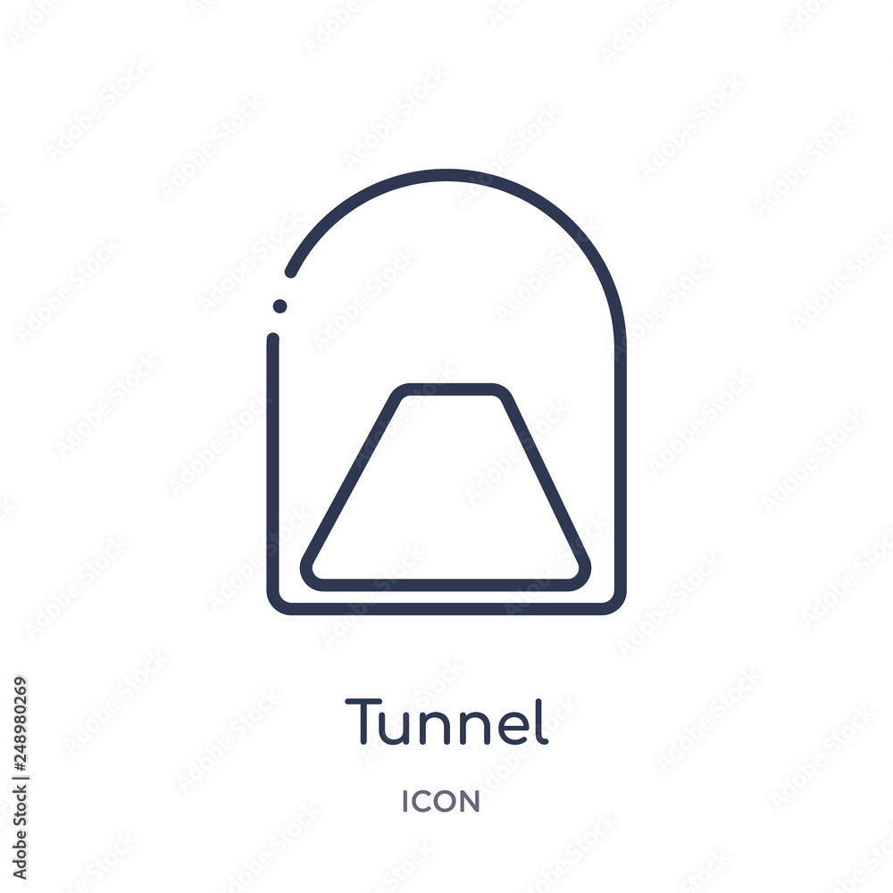 Fototapeta premium tunnel icon from signs outline collection. Thin line tunnel icon isolated on white background.