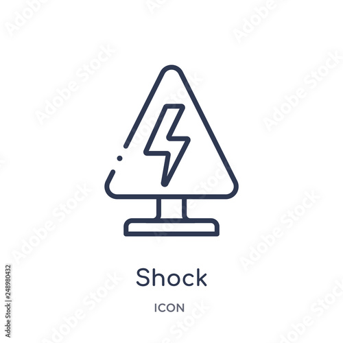 shock icon from signs outline collection. Thin line shock icon isolated on white background.