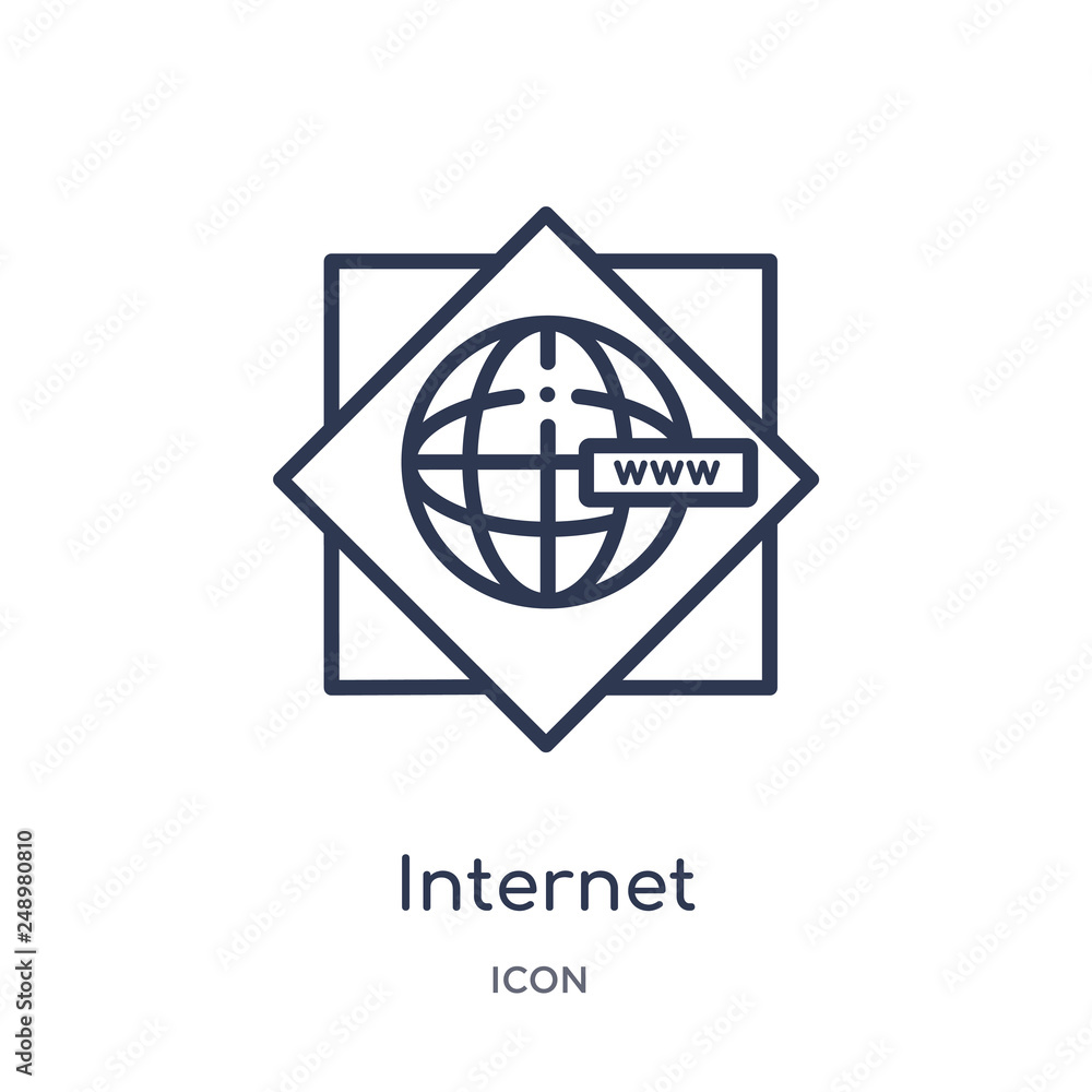 internet icon from signs outline collection. Thin line internet icon isolated on white background. internet icon from signs outline collection. Thin line internet icon isolated on white background.