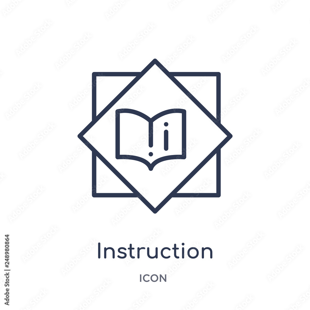 instruction icon from signs outline collection. Thin line instruction icon isolated on white background.