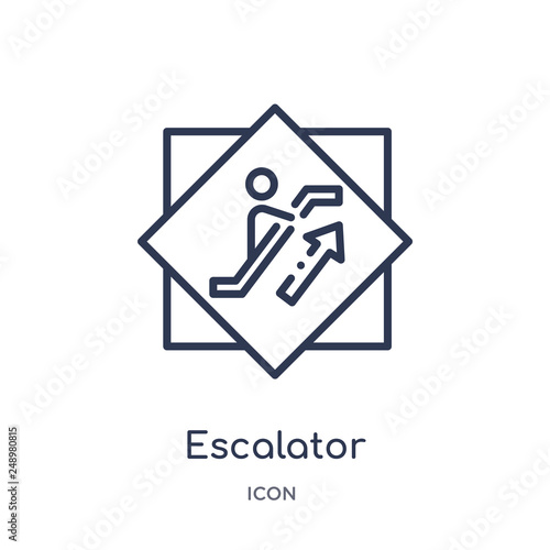 escalator icon from signs outline collection. Thin line escalator icon isolated on white background.
